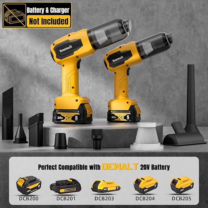 3 in 1 Handheld Car Vacuum Compatible with Dewalt 20V Battery with 21000pa Strong Suction Handheld Vacuum Cordless &amp Blower with 200W Brushless Motor Mini Vacuum Cleaner for Car Home (No Batter