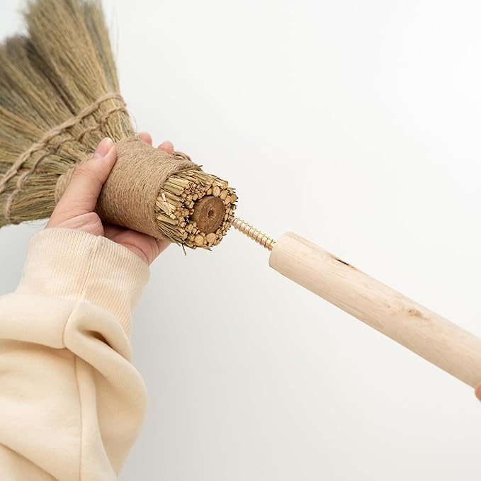 Vietnamese Straw Soft Broom with Long Handle - Sweeping Whisk Broom - with 51.18 inch Length