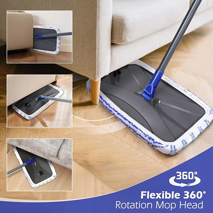 Masthome Microfiber MopLarge Surface Flat Mop with 5 Reusable PadsHardwood Floor Mops for Dry and Wet UseMicrofiber Mops for Floor Cleaning-1 Cleaning Scraper Included