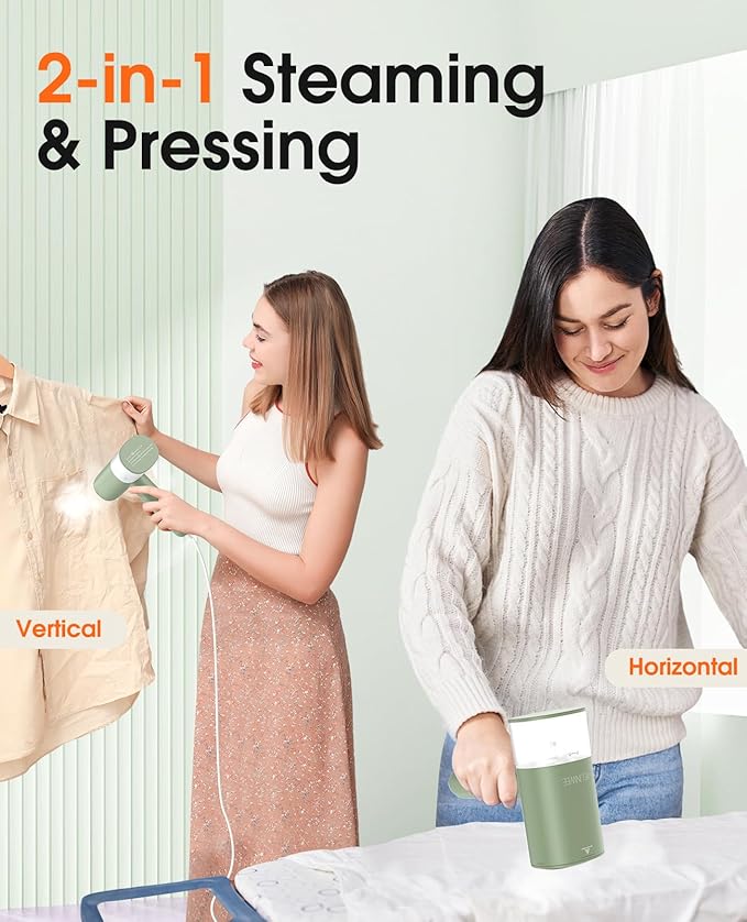 Handheld Steamer for Clothes 1200W Foldable Travel Steamer 20 Sec Preheat Garments Wrinkle Remover 120V Portable Hand Iron with 150ml Water Tank Clothes Steamer for Home Travel-Green