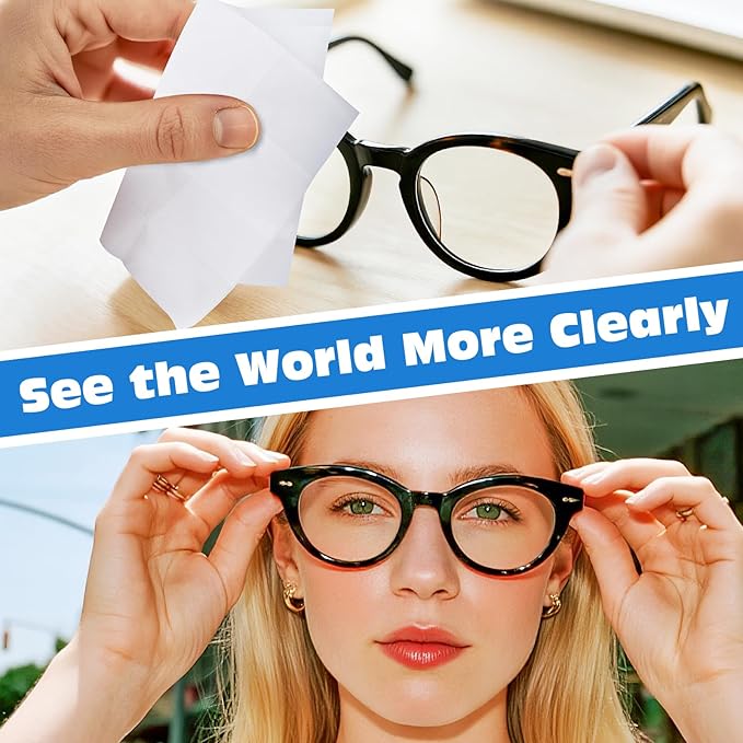 Navona Pre Moistened Lens Wipes for Eyeglasses - 1000 Count Individually Glasses Cleaner WipesNo ScratchNo Streak Eyeglass Cleaning Wipes for ScreenPhoneLaptopSunglasses