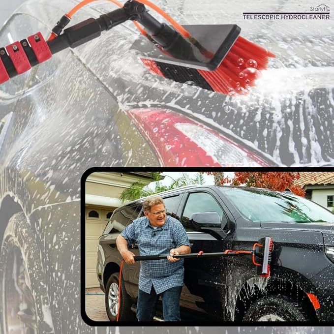 12-36ft Water Fed Pole Kit w/Water Fed Telescopic BrushWindow Cleaning Brush PoleCar Wash Brushfor Home and Commercial Window Cleaning with 20m Water Supply Hose Solar Panel bru