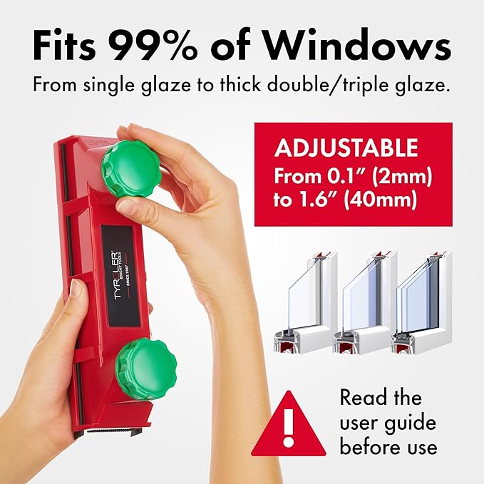Tyroler Magnetic Window Cleaner Tool | The Glider D4 Double-Sided Window Cleaner Tool Fits Windows 0.1-1.6 Thick | Magnet Window Cleaner | Magnetic Glass Cleaner | limpiador de ventanas magnetico