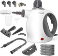 Handheld Steam Cleaner with Safety Lock 500mL Large Tank &amp 19PCS Accessories - Multi-Surface Deep Cleaning for Kitchen Bathroom Car Sofa - Removes Stubborn Grime Sanitizes Surfaces (White)