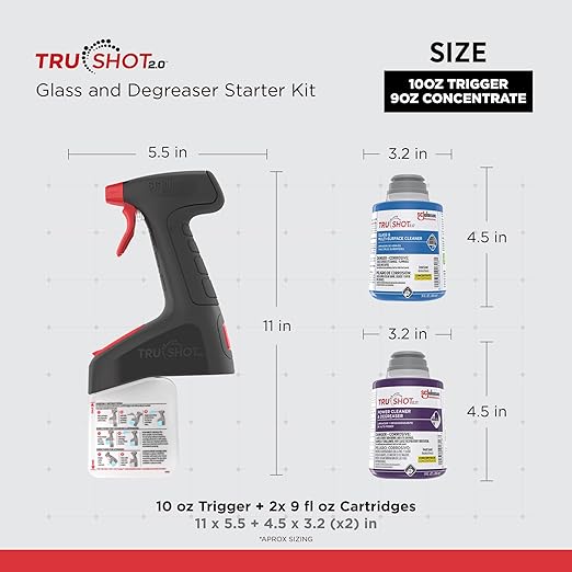 SC Johnson Professional TruShot 2.0 Multi-Surface Glass &amp Degreaser Mobile Dispensing System Starter Pack 1 Trigger Dispenser 2 Cleaning Concentrate Cartridges for Professional Use