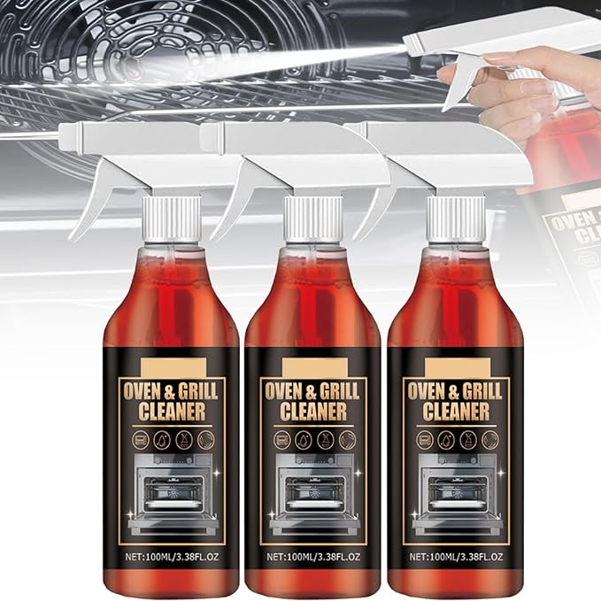 Oven And Grill CleanerStovetop CleanerHeavy Duty Oven And Grill Cleaner SprayFor Stovetops Grates Stainless Steel- Removes Grease Burnt-On Food &amp Grime (3PC)