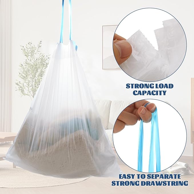 360 Count Small Trash Bags 4 Gallon 1.2 Mil Drawstring Mini Garbage Bags Plastic Trash Can Liners for Bathroom Accessories Bedroom Dorm Room Essentials Office White