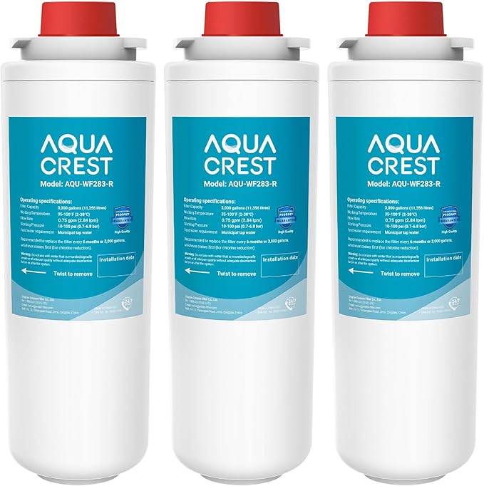 [WITH CHIP] AQUA CREST WF283-R Replacement for Elkay® 51300C Compatible with Elkay® ezH20® and Halsey Taylor® Bottle Filling Stations NSF/ANSI 42 Reduces Chlorine Bad Taste &amp Odor 3 Packs
