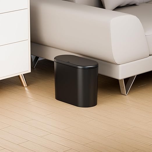 Yieach 3.17 Gallon Thin Small Black Bathroom Trash Can with Lid12L Small Pet/Dog Proof Slim Trashcan and Skinny Covered Trash CanPlastic Covered WastebasketGarbage Can for KitchenOfficeRVBedroom