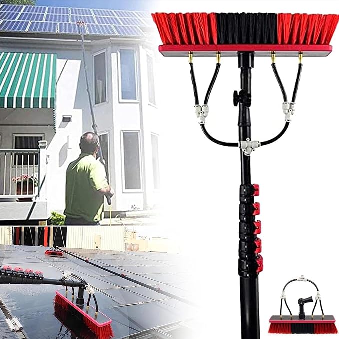 20FT/6m Long Window Cleaning Pole Water Fed Water Fed Telescopic Window Cleaning Pole Water Fed Telescopic Brush Window Cleaner Equipment Solar Panel Cleaning Kit and Cobweb Cleaning