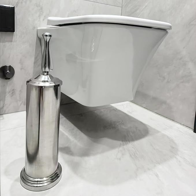 Chrome Silver Metal Toilet Bowl Brush with Handle Lid Holder Durable Bathroom Cleaning Tool for Easy Toilet Maintenance Bathroom Toilet Brush for Efficient Cleaning and Hygiene