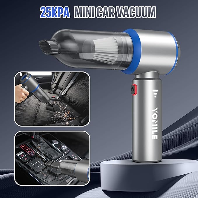 Mini Vacuum Cleaner 2 in 1 25000PA Brushless Car Vacuum &amp210000RPM Air Duster 9000mAh Battery Air Blower Wireless Handheld Vacuum for CarOffice and Home