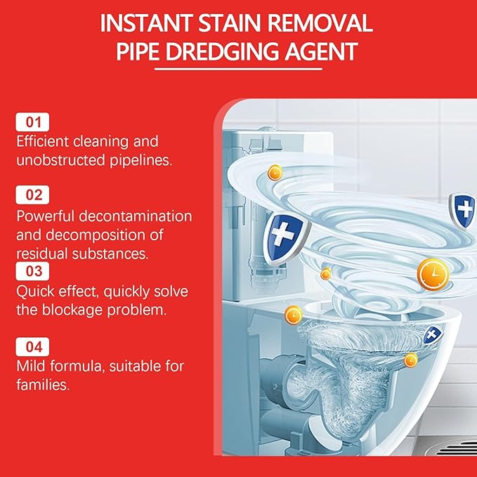 Drain Cleaner for Kitchen and Bathroom - Dissolve Hair Grease and Clogs - Unclog Sinks Showers and Drains - Easy-to-Use Formula(2PCS)