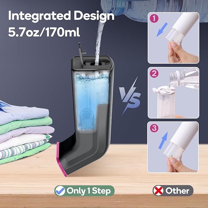 Mini Travel Steamer for Clothes110-240V Portable Dual Voltage Steamer &amp Iron 2 In 1Integrated 170ml Tank 25s Fast Heat1.2lbs Travel Size Fabric IronHandheld Steaming Wrinkles Remover For Garme