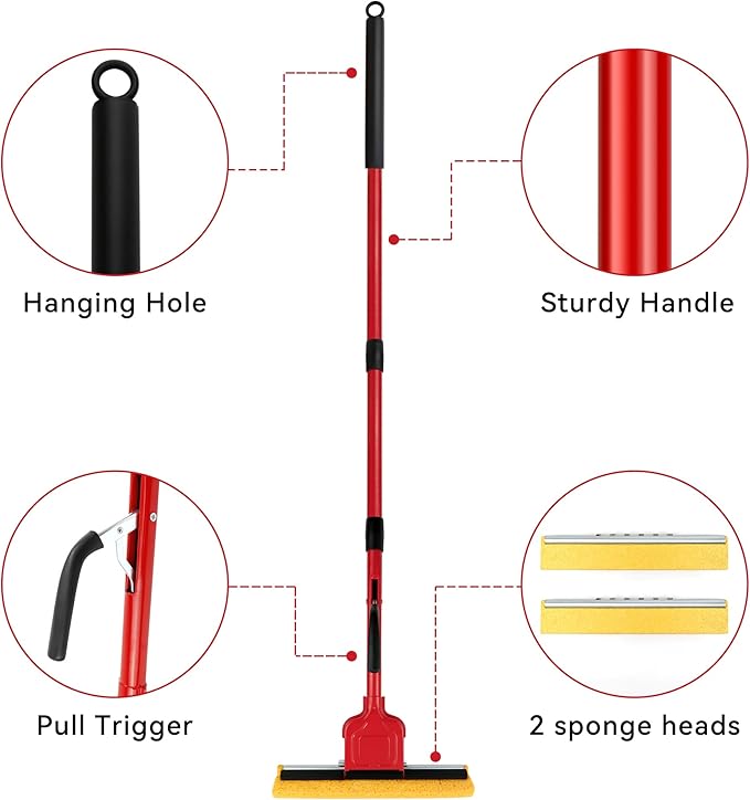 4 Pack of Replaceable Compressed Cellulose Sponge Mop HeadsSize:12.8 Inch(only 4 mop Heads not Include Handle)