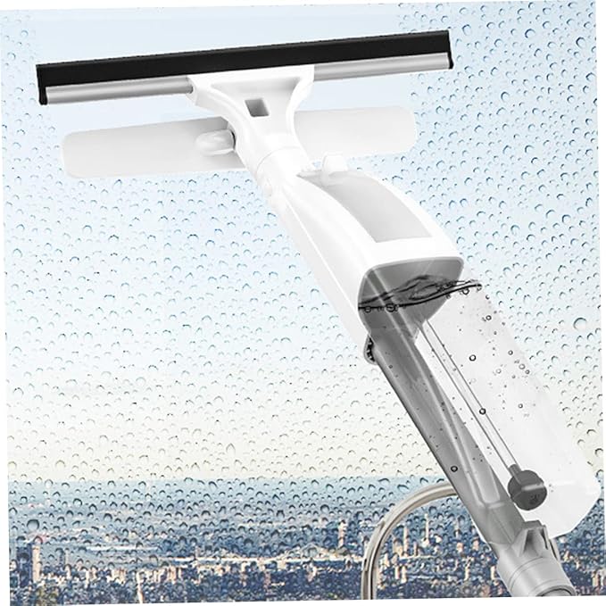 NOLITOY Double-Sided Window Cleaning Brush with Water Spray Long Handle for High-Rise Building Use Professional Microfiber Cloth Efficient Window Scrubber for Home and Outdoor Cleaning