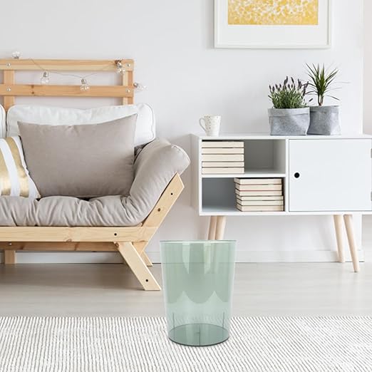 Cabilock Office Waste Basket Round Waste Storage Bin Clear Large Capacity Kitchen Trash Can Wastebasket Garbage Container Bin for Home Bathroom Bedroom Kitchen Office (Green) Clear Container