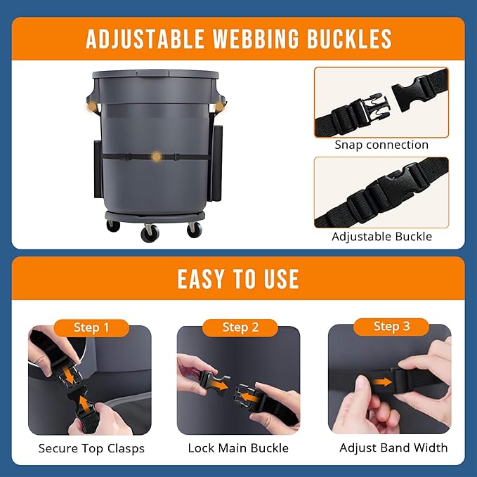 Trash Can Caddy Bag for 32-55 Gallon Garbage Bin Hongmed Caddy for Commercial Cleaning Supplies Multi-Pocket Utility Apron with Adjustable Straps Heavy-Duty Nylon Organizer for Janitorial Duties