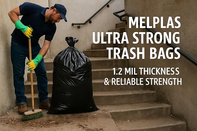 Ultra-Strong Trash Bags 33x39 Inches Heavy Duty 1.2 Mils 100 Count – Large Leak-Proof &amp Tear-Resistant Garbage Bags for Home Kitchen Office &amp Commercial Use 33 Gallon Capacity