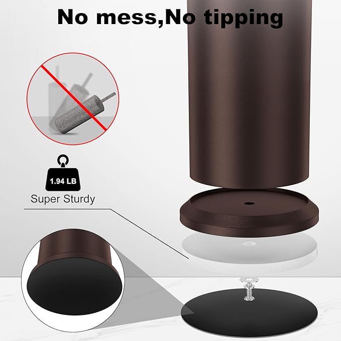 Bronze Toilet Brush and HolderExtra Long Handled Toilet Brush for BathroomStainless Steel Heavy Duty Toilet Bowl BrushRemovable Inner BowlDeep Cleaning Dense Bristles Cleaner Brush -Space Saving