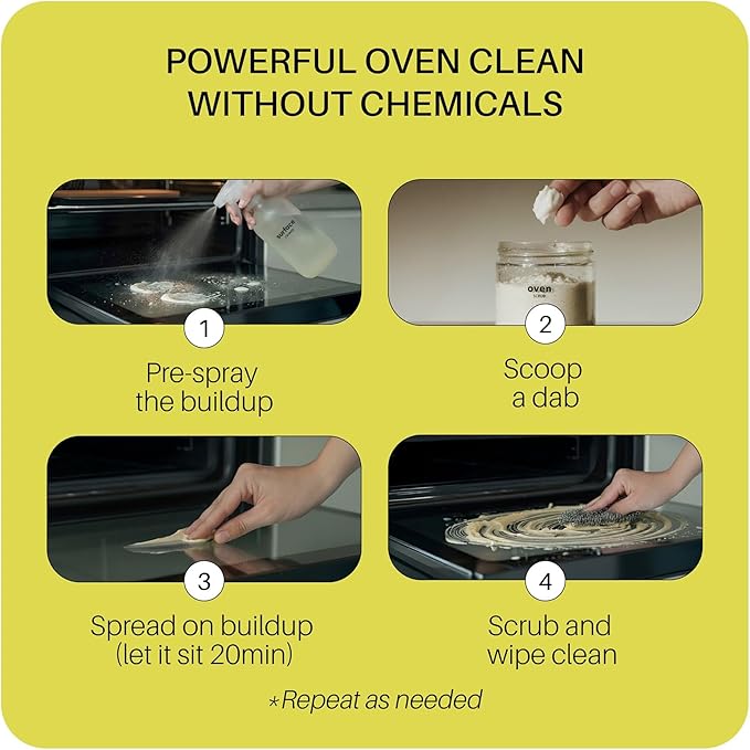 Everneat Oven Cleaning Kit: Natural Oven Cleaner and Kitchen Cleaner | Heavy Duty | Grill Cooktop &amp Rack | Fume-free &amp Safe to Clean All Ovens (Purify) | Non-toxic | Refillable Plastic Jar &a
