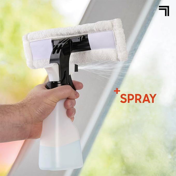 Sharper Image® 2-in-1 Window Vacuum Cleaner Kit – Cordless Squeegee Spray Bottle 11 Blade 2 Washable Microfiber Pads| Cleaning Supplies Tool Set| Glass Mirrors Shower Windows Car Windshield