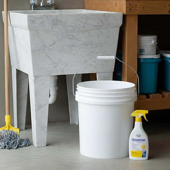 2.5 Gallon Bucket for Cleaning Small Extra Thick Plastic Bucket with Metal Handle Food Grade BPA Free (White 3 Pack No Lid)
