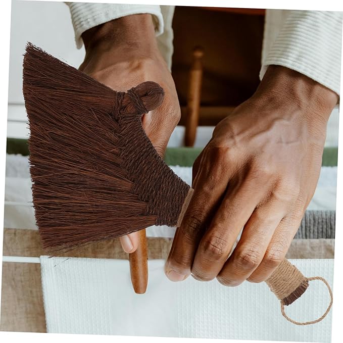Small Handheld Desk Broom Traditional Straw Whisk for Dust Removal Desktops Keyboards and Hard Reach Areas for Indoor and Outdoor Cleaning