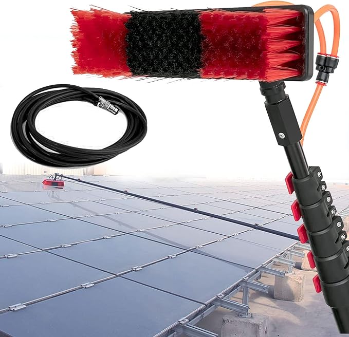 Solar Panel Cleaning Brush with Extension Pole 3.6-12m Window Cleaning Pole Water Fed Telescopic Brush Kit Extendable Cleaner Conservatory Roof Photovoltaic55cmbrush-20FT/6M