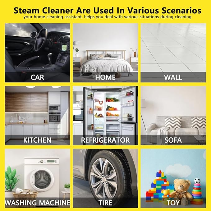 2026 New 3 Level Adjustable Pressurized Handheld Steam Cleaner for Home 10s Heat-Up Handheld Steamer for Cleaning 1.6 Qt Tank Portable Steam Cleaner Handheld for CarGroutTileCouchFloor