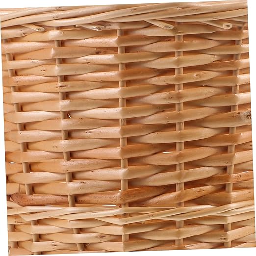 Veemoon Woven Wicker Trash Basket Rattan Wastebasket Multi Accessory for Bedroom Bathroom Living Office Stylish Pastoral Decor