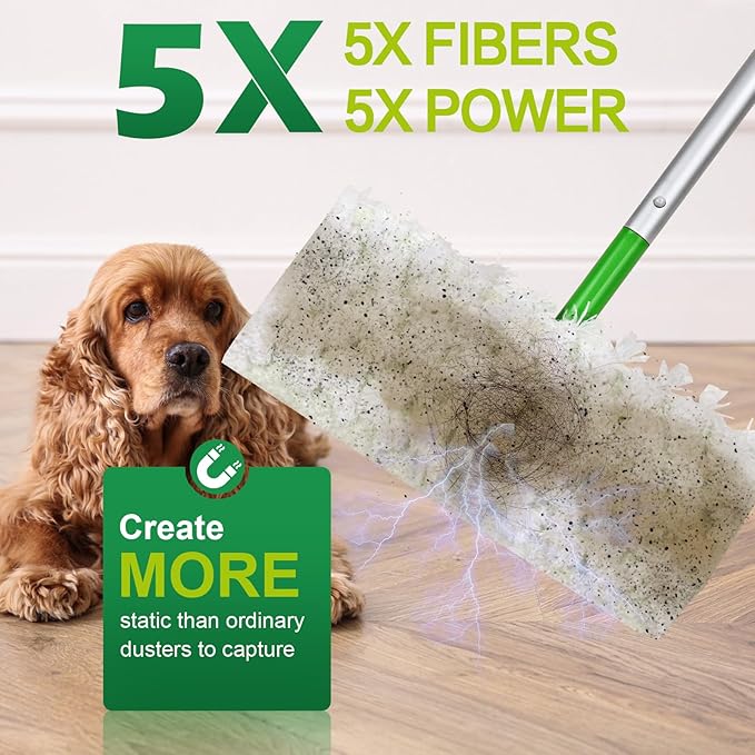 Heavy Duty Dry Sweeping Cloths Compatible with Sweeper Mop Microfiber Duster Mop Pads Refills for Cleaning Hardwood Floor Dust and Pet Hair Disposable (100)