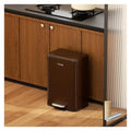 Bathroom Trash Can with Lid - Motion Sensor Smart Garbage Bin with Toilet Brush 2 Gallon / 7L Small Automatic Trash Can Odor-Control for Bathroom (Coffee with Foot Pedal)