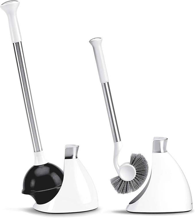 simplehuman Plunger and Toilet Brush Bundle White