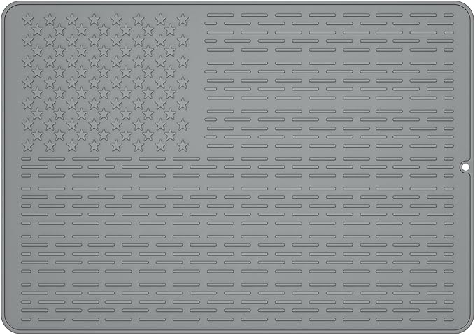 AWINNER Silicone Electric Stove Cover MatCeramic Stove Heat Resistant Glass Cooktop Flat RV Range Stovetop top ProtectorXL Dish Drying Mats for Kitchen Stars Stripes Design (Silicone Gray 28x20)