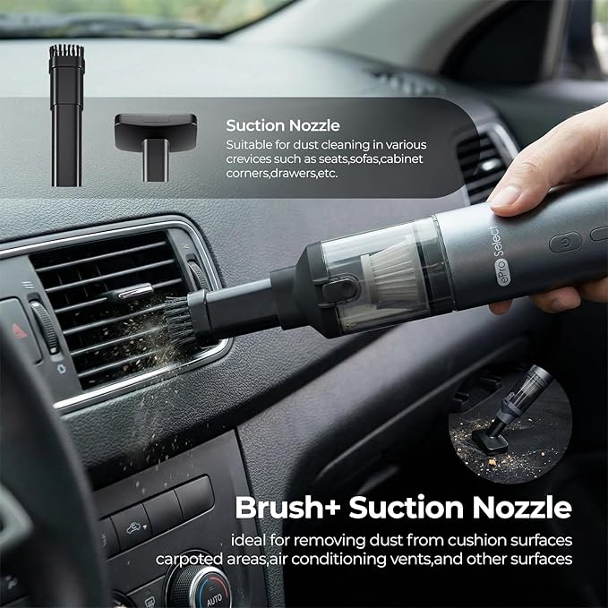 Apical Life Handheld Vacuum Cleaner EV1396 Cordless 100W 16000Pa Strong Suction with 14–24 Min Runtime Multi-Nozzle Design &amp Floor Brush for Home Cleaning Car Detailing &amp Tight Spaces