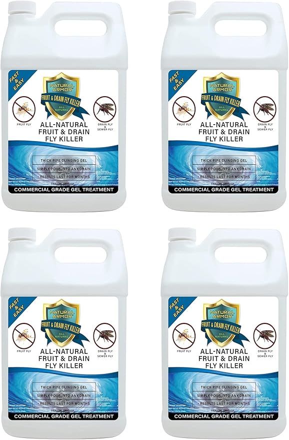 Fruit Fly &amp Drain Fly Killer - Simple Commercial Drain Gel Treatment - Eliminates Gross Fruit Flies Drain Flies Sewer Flies &amp Gnat Infestations From Any Drain. Fast &amp Easy - (128 Oz Cas