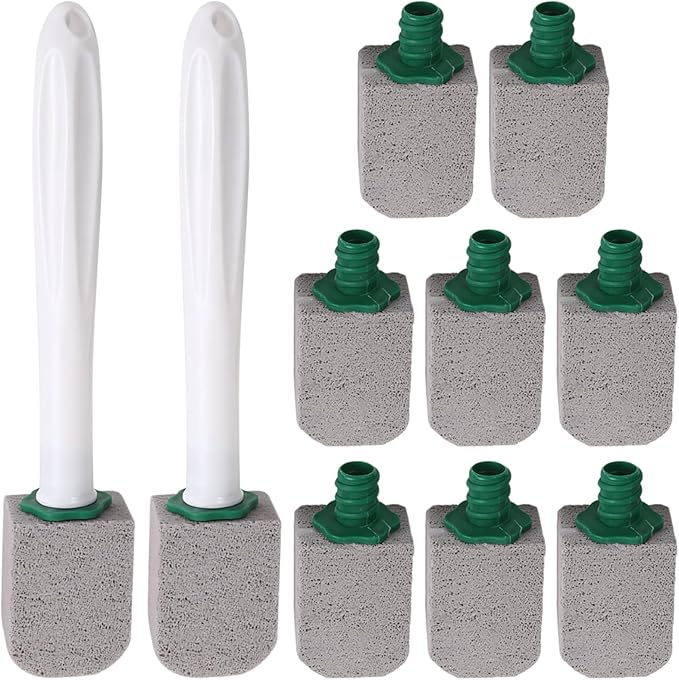 10 Head Toilet Pumice Stone with Long Handles Toilet Bowl Cleaner Scratch-Free Hard Water Stain Remover Pumice Stone Cleaning Set