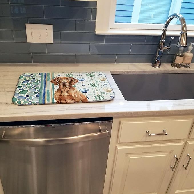 Caroline's Treasures Liver Pointer Coastal Sea Glass Dish Drying Mat Absorbent Dish Drying Mat Pad for Kitchen Counter Dish Drainer Mat for Countertop 14 x 21 Multicolor