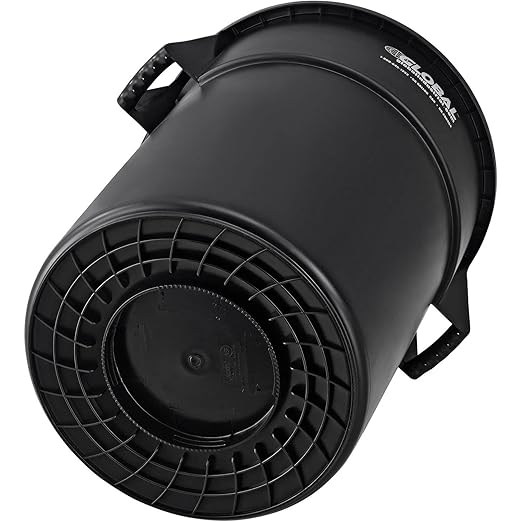 Global Industrial Commercial Round Trash Can 55 Gallon Capacity Plastic Garbage Can Indoor and Outdoor Utility Trash Can Black 26-1/4W x 33-1/8H No Lid