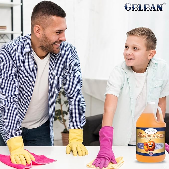 Multi-Purpose Enzyme Cleaner - MADE IN USA - Concentrate MAKES 64 GALLON - Stain and Odor Eliminator - ORANGE ENZYME - Odor Floor Cleaner All Purpose 128 oz