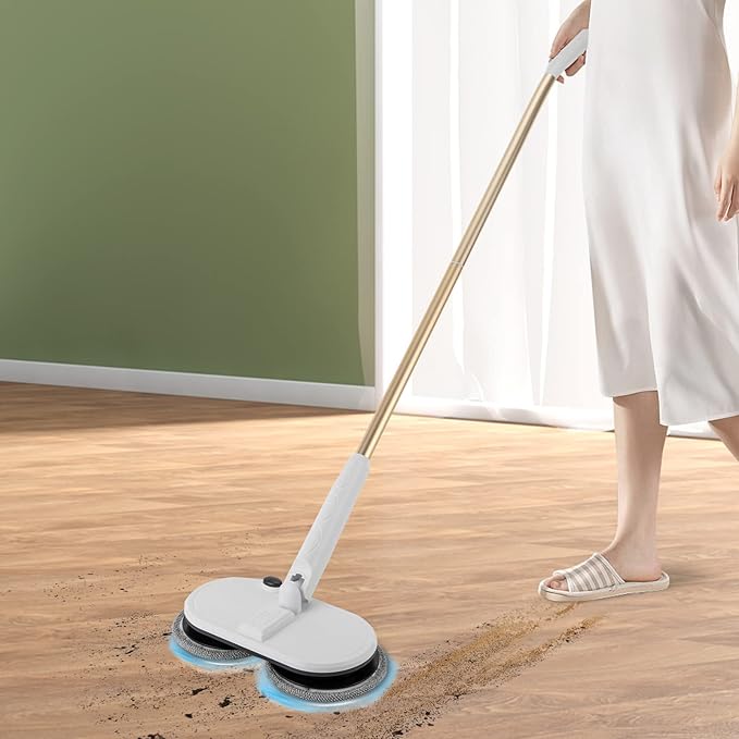 Cordless MopElectric MopsElectric Spin Floor MopHardwood Floor Cleaner MachinePower Mops with 4 PadsFloor Scrubber with Dual Spinning Heads for TileLaminate 60 Mins Runtime 2600mAh Battery