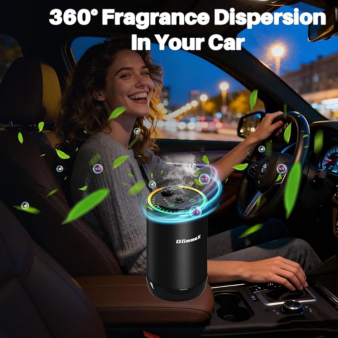 Smart Car Air Freshener Diffuser with Starry Sky Projection and 50ml Perfume Auto On/Off Intelligent 3 Adjustable Spray Modes Rechargeable Car Aroma Diffuser Cologne