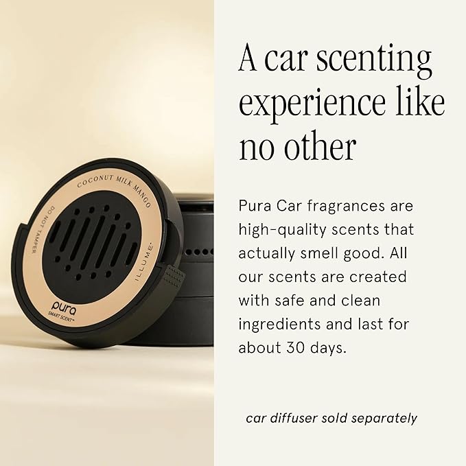 Pura Car Scent Refil - Luxury Fragrance for Smart Diffuser - Long Lasting Scent for 30 Days - Clean &amp Safe Fragrance for Car - Coconut Milk Mango