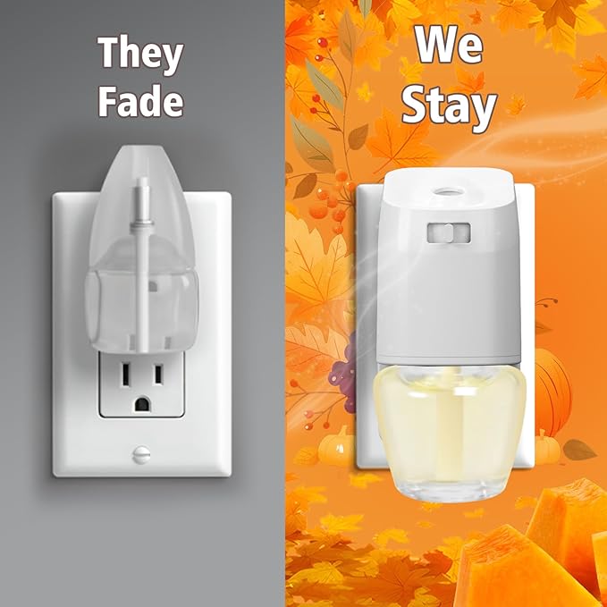 Plug in Air Freshener Refills for Home Pumpkin Scented Oil Refill Winter Fragrance – 12 Count 7.92 Fl Oz Compatible with Air Wick &amp Glade Not Include Glade Plus – Ideal for Bedroom Bathroom