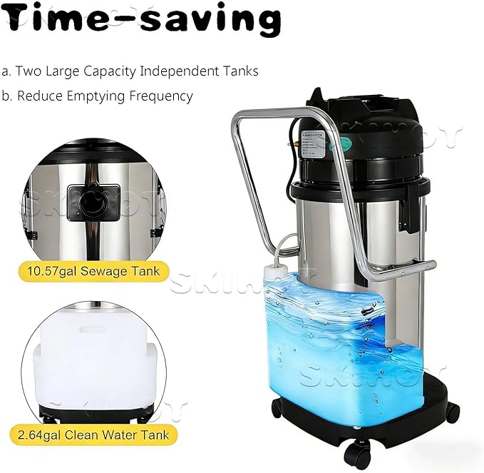 Industrial Carpet Cleaner3-in-1 Steam Cleaner60L 15.85GalSpraying Suction6 Suction Headsfor Large Area Rug Couch Curtain Car Commercial Cleaning 60L