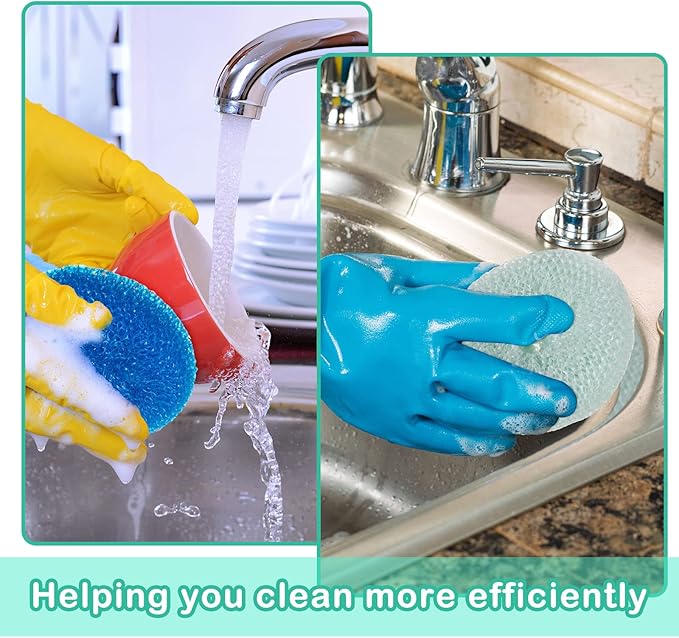 Nuogo 100 Pieces Reusable Plastic Dish Pot Scrubbers Bulk Non-Scratch Nylon Scouring Pads for Kitchen Cleaning Assorted Color Poly Mesh Dishwashing Pads for Household Use