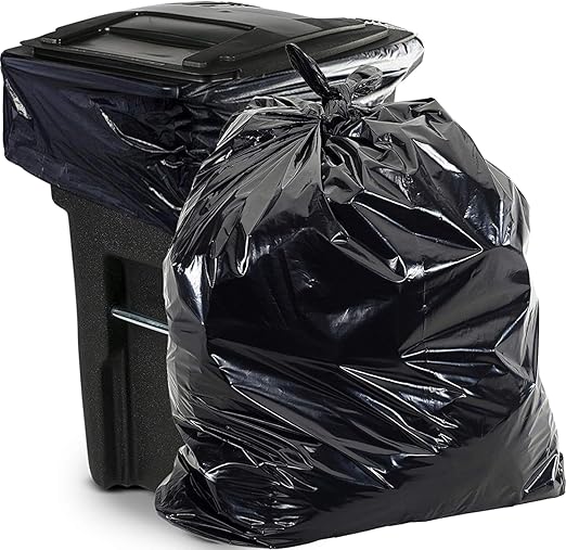Aluf Plastics 65 Gal Black Heavy Duty Garbage Bags 1.5 Mil - 50x 48 - Pack of 50 - For Contractor Outdoor Construction &amp Storage