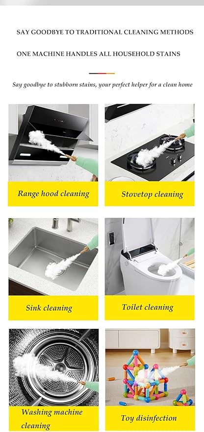 Handheld Steam Cleaner1500W High-Pressure Steamer for Cleaning 15s Fast Heat-Up1.3L Large Tank6-Level Adjustable HandlePortable Steam Cleaner for HomeCarFurnitureBathroom