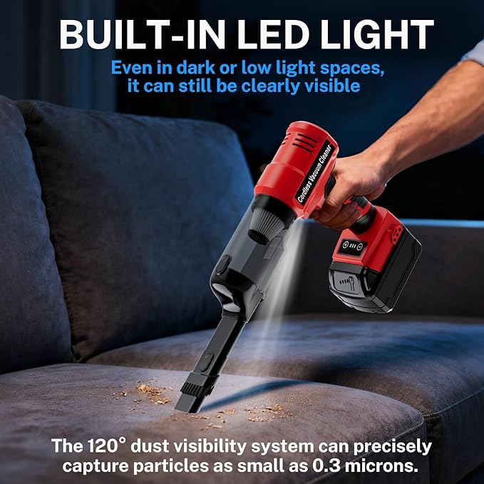 YEX-BUR Cordless Handheld Vacuum for Milwaukee 18V Battery(Tool Only) 240W Powerful Car Vacuum with Brushless Motor 3-Speed 5 Filters Portable Vacuum Cleaner for Home Office Car Pet